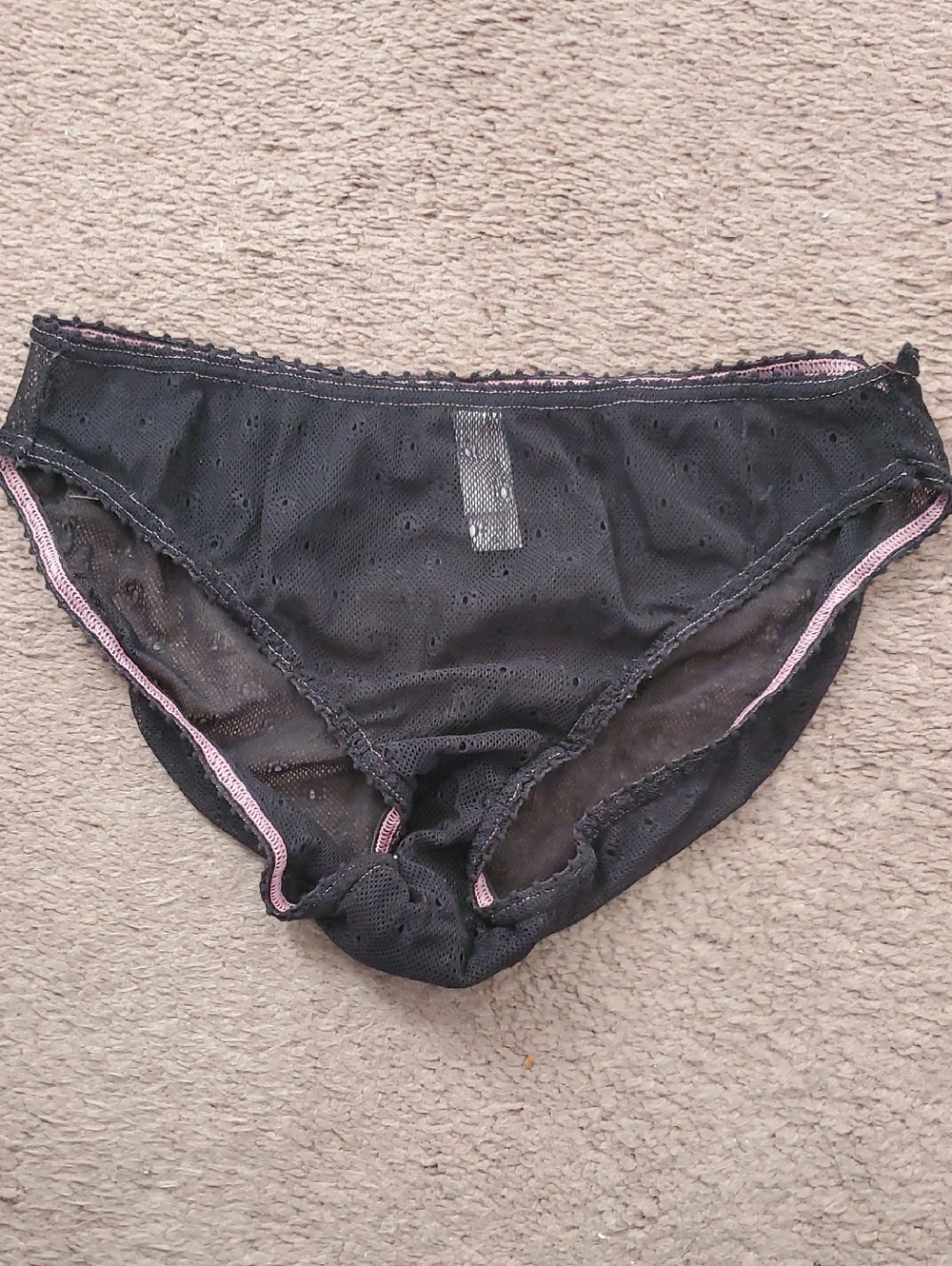 VS Black Sheer Mesh Bikini with Pink Trim